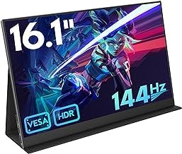 16.1'' 144Hz Portable Gaming Monitor for Laptop, 1080P FHD IPS Screen with HDR, 1200:1 FreeSync, Ultra Slim & Eye Care,Travel Monitor External Screen for Laptop, PC, PS5, Mac, Xbox